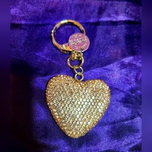 Gold Rhinestone Heart Bag Charm/Keychain
